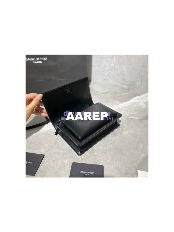 Replica Saint Laurent YSL Sunset Chain Wallet In Smooth Leather 533026 All Black 10