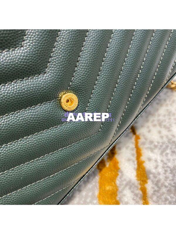 Replica YSL Saint Laurent Monogram Chain Wallet Grain De Poudre Textured Matelasse Leather Green 11