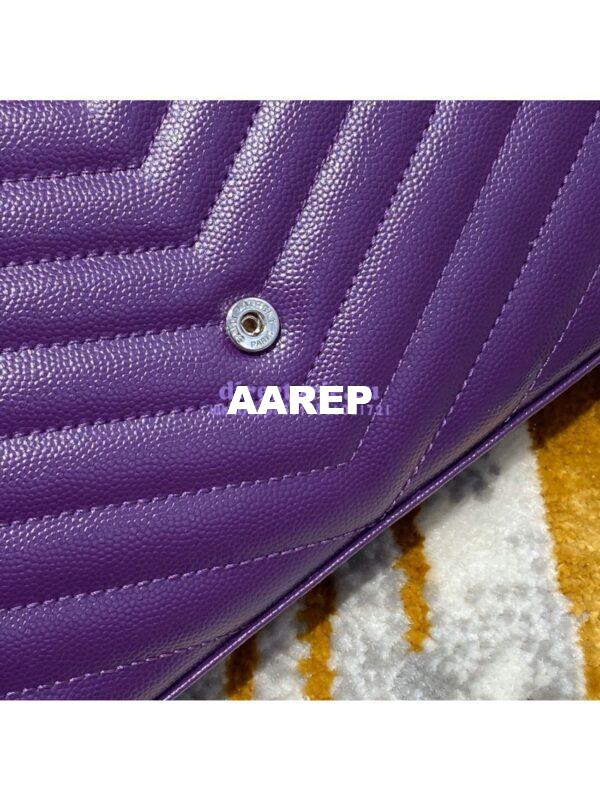 Replica YSL Saint Laurent Monogram Chain Wallet Grain De Poudre Textured Matelasse Leather Purple 10