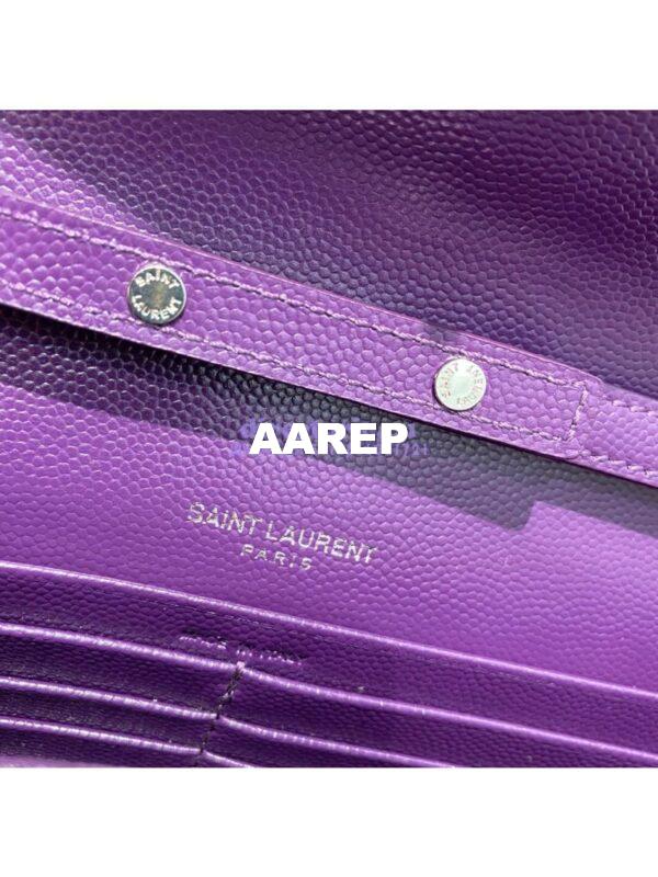 Replica YSL Saint Laurent Monogram Chain Wallet Grain De Poudre Textured Matelasse Leather Purple 11
