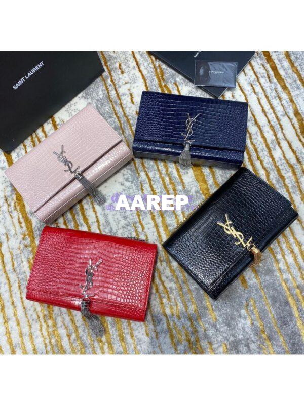 Replica YSL Classic Medium Kate Monogram Saint Laurent Tassel Satchel In Blue Crocodile Embossed Shiny Leather 354119 4