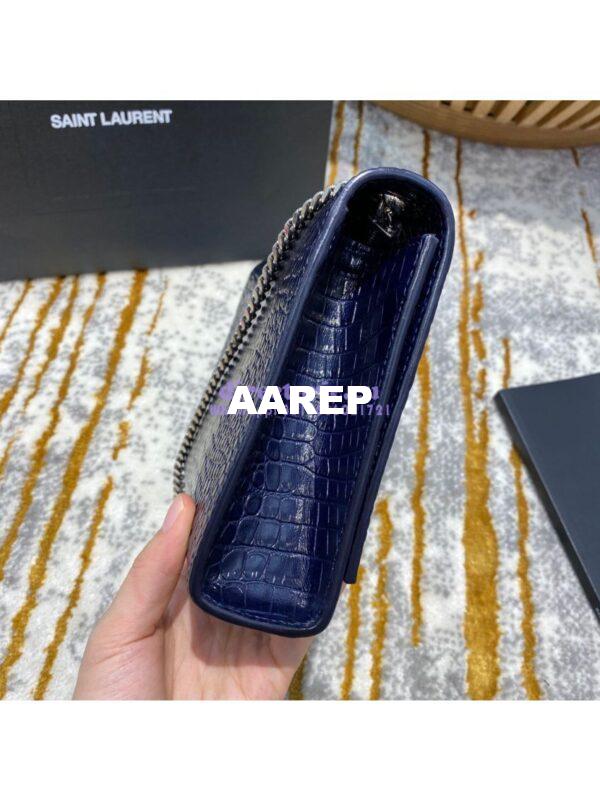 Replica YSL Classic Medium Kate Monogram Saint Laurent Tassel Satchel In Blue Crocodile Embossed Shiny Leather 354119 7