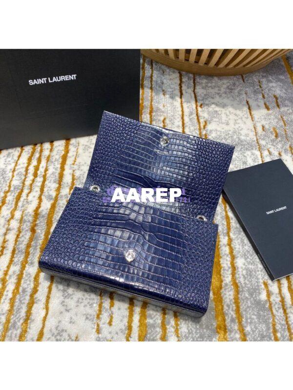 Replica YSL Classic Medium Kate Monogram Saint Laurent Tassel Satchel In Blue Crocodile Embossed Shiny Leather 354119 12