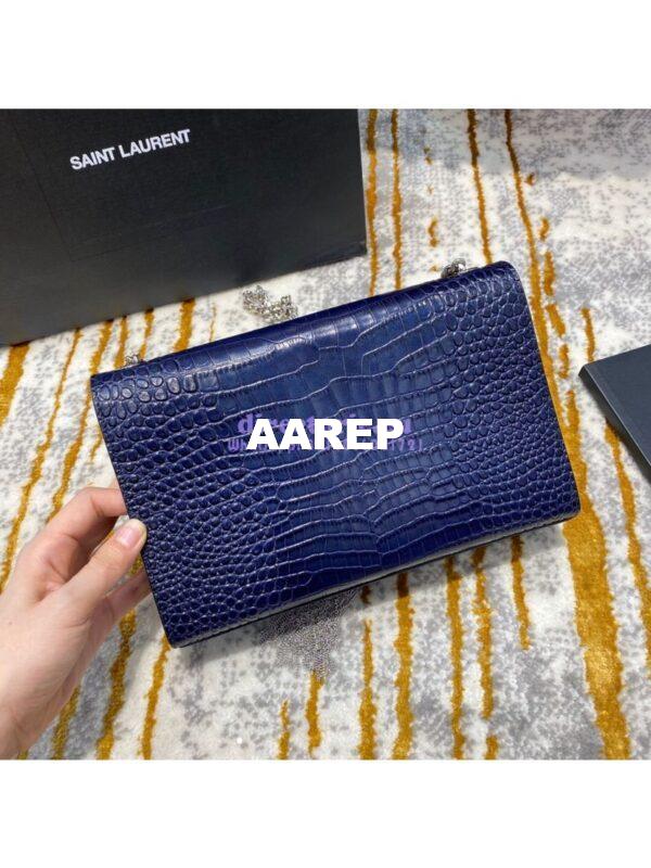 Replica YSL Classic Medium Kate Monogram Saint Laurent Tassel Satchel In Blue Crocodile Embossed Shiny Leather 354119 17