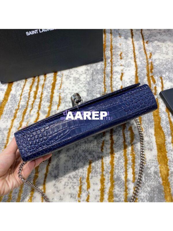 Replica YSL Classic Medium Kate Monogram Saint Laurent Tassel Satchel In Blue Crocodile Embossed Shiny Leather 354119 18