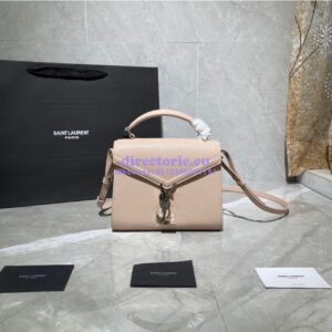 Replica YSL Saint Laurent Cassandra Mini Top Handle Bag In Grain De Poudre Embossed Leather 602716 Marble Pink