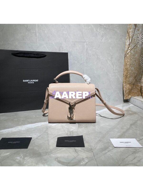 Replica YSL Saint Laurent Cassandra Mini Top Handle Bag In Grain De Poudre Embossed Leather 602716 Marble Pink