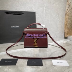 Replica YSL Saint Laurent Cassandra Mini Top Handle Bag In Grain De Poudre Embossed Leather 602716 DarkRed