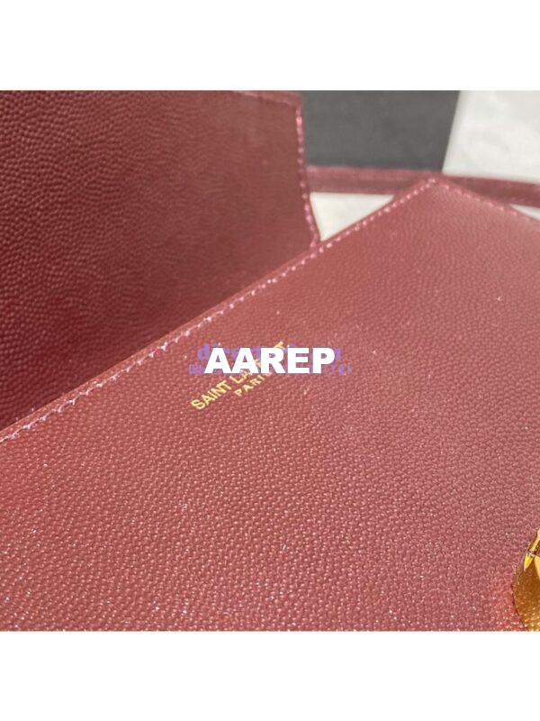 Replica YSL Saint Laurent Cassandra Mini Top Handle Bag In Grain De Poudre Embossed Leather 602716 DarkRed 11