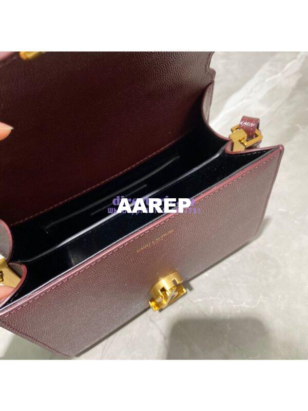 Replica YSL Saint Laurent Cassandra Mini Top Handle Bag In Grain De Poudre Embossed Leather 602716 DarkRed 12