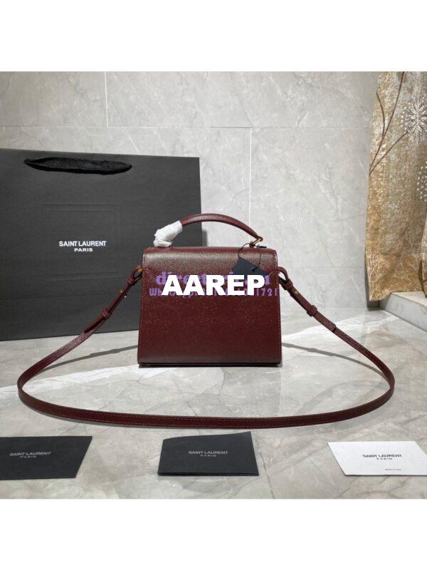 Replica YSL Saint Laurent Cassandra Mini Top Handle Bag In Grain De Poudre Embossed Leather 602716 DarkRed 15