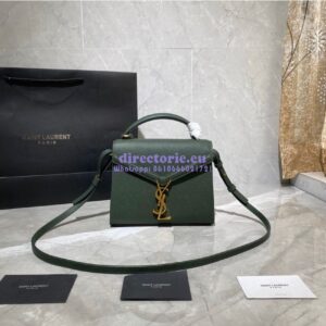 Replica YSL Saint Laurent Cassandra Mini Top Handle Bag In Grain De Poudre Embossed Leather 602716 Green