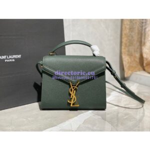 Replica YSL Saint Laurent Cassandra Mini Top Handle Bag In Grain De Poudre Embossed Leather 602716 Green 2