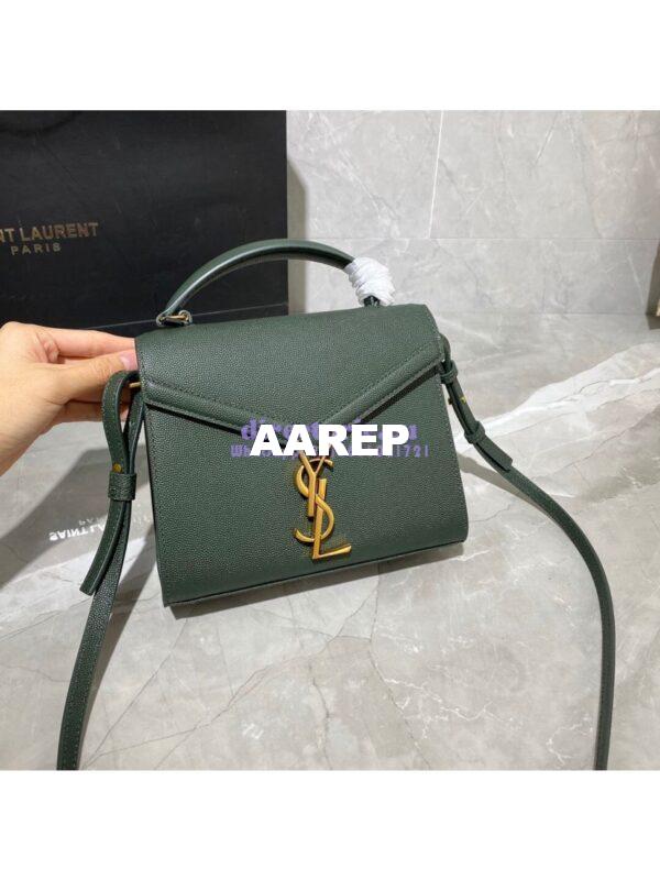 Replica YSL Saint Laurent Cassandra Mini Top Handle Bag In Grain De Poudre Embossed Leather 602716 Green 5