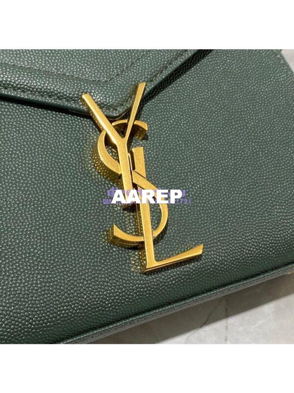 Replica YSL Saint Laurent Cassandra Mini Top Handle Bag In Grain De Poudre Embossed Leather 602716 Green 7