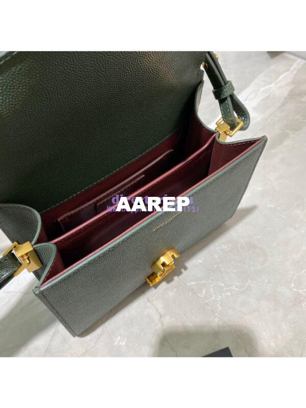 Replica YSL Saint Laurent Cassandra Mini Top Handle Bag In Grain De Poudre Embossed Leather 602716 Green 9