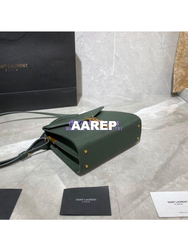 Replica YSL Saint Laurent Cassandra Mini Top Handle Bag In Grain De Poudre Embossed Leather 602716 Green 10
