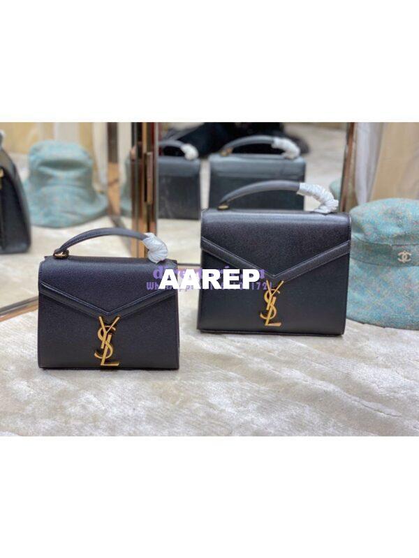 Replica YSL Saint Laurent Cassandra Mini Top Handle Bag In Grain De Poudre Embossed Leather 602716 Black