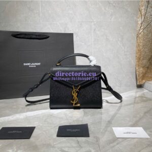 Replica YSL Saint Laurent Cassandra Mini Top Handle Bag In Grain De Poudre Embossed Leather 602716 Black 2