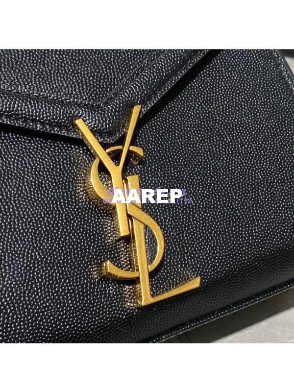 Replica YSL Saint Laurent Cassandra Mini Top Handle Bag In Grain De Poudre Embossed Leather 602716 Black 5
