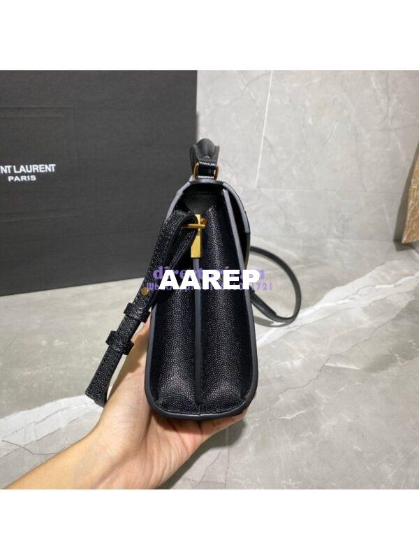 Replica YSL Saint Laurent Cassandra Mini Top Handle Bag In Grain De Poudre Embossed Leather 602716 Black 6