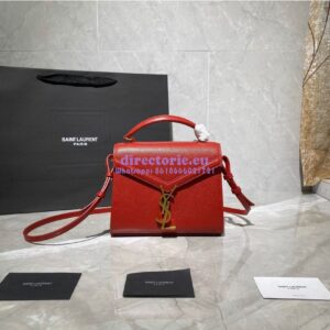 Replica YSL Saint Laurent Cassandra Mini Top Handle Bag In Grain De Poudre Embossed Leather 602716 Red