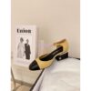 Replica Chanel Mary Janes Shiny Goatskin with Pearls G39250 White Black 2