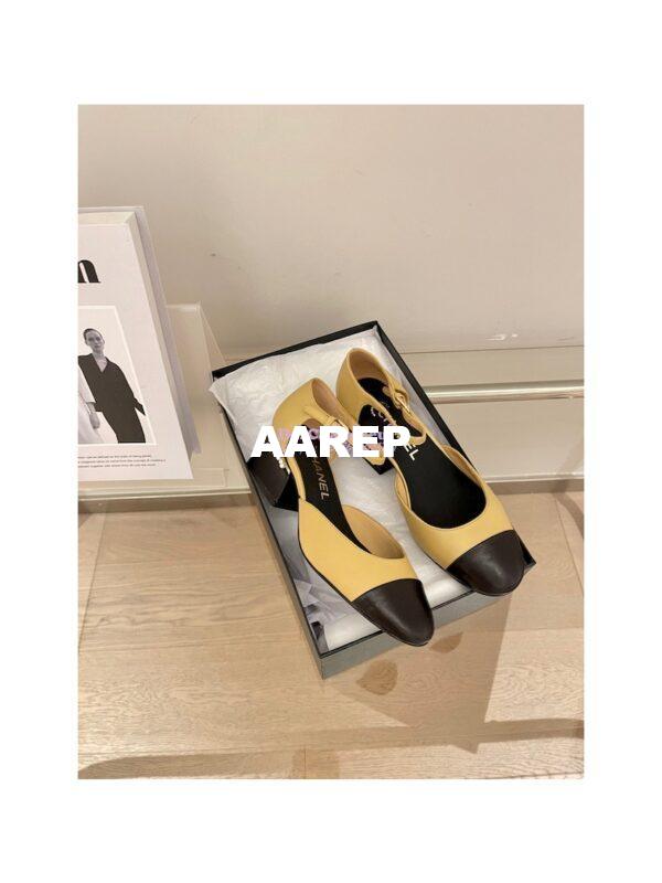 Replica Chanel Mary Janes Shiny Goatskin with Pearls G39250 Beige Black 4
