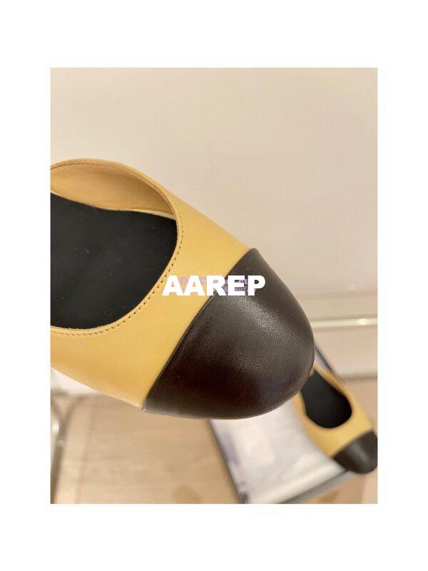 Replica Chanel Mary Janes Shiny Goatskin with Pearls G39250 Beige Black 9