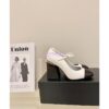 Replica Chanel Open Shoes Shiny Goatskin G39110 Beige & Dark Gray 2