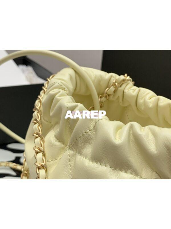 Replica Chanel Mini 22 Handbag Shiny Calfskin & Gold Metal AS3980 Light Yellow 4