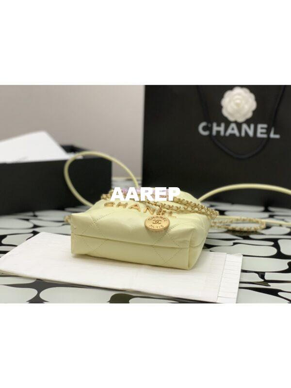 Replica Chanel Mini 22 Handbag Shiny Calfskin & Gold Metal AS3980 Light Yellow 5
