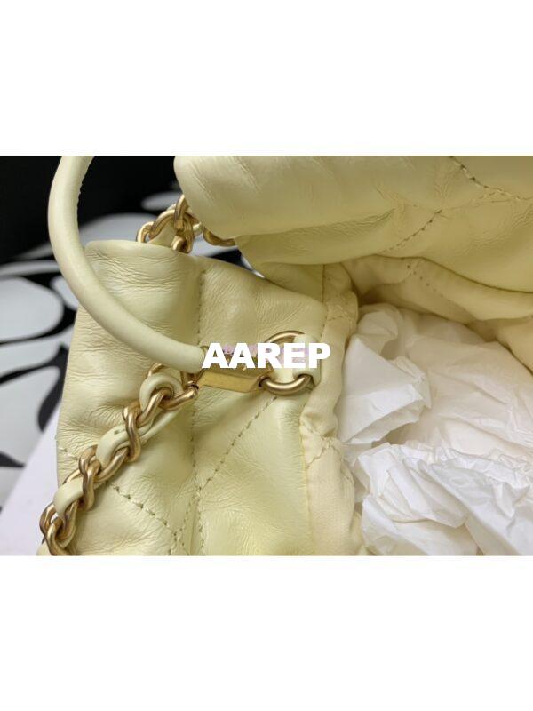 Replica Chanel Mini 22 Handbag Shiny Calfskin & Gold Metal AS3980 Light Yellow 6