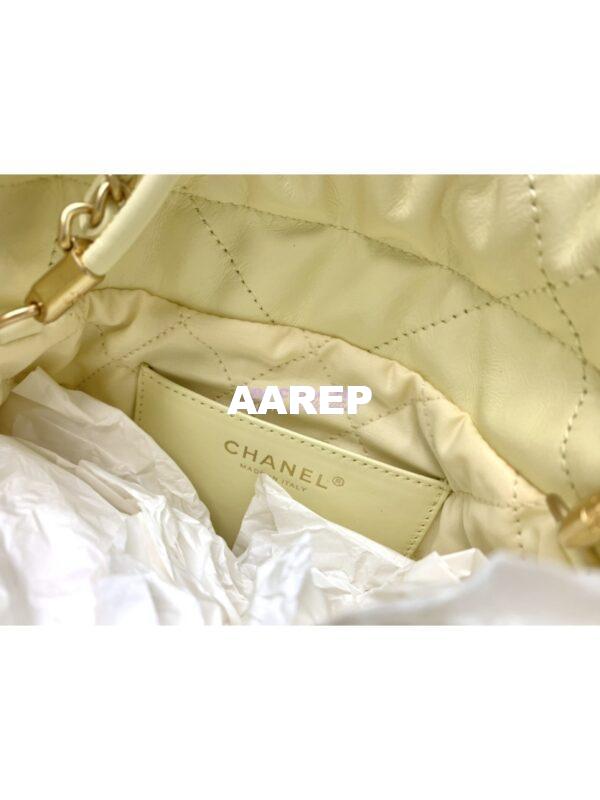 Replica Chanel Mini 22 Handbag Shiny Calfskin & Gold Metal AS3980 Light Yellow 8
