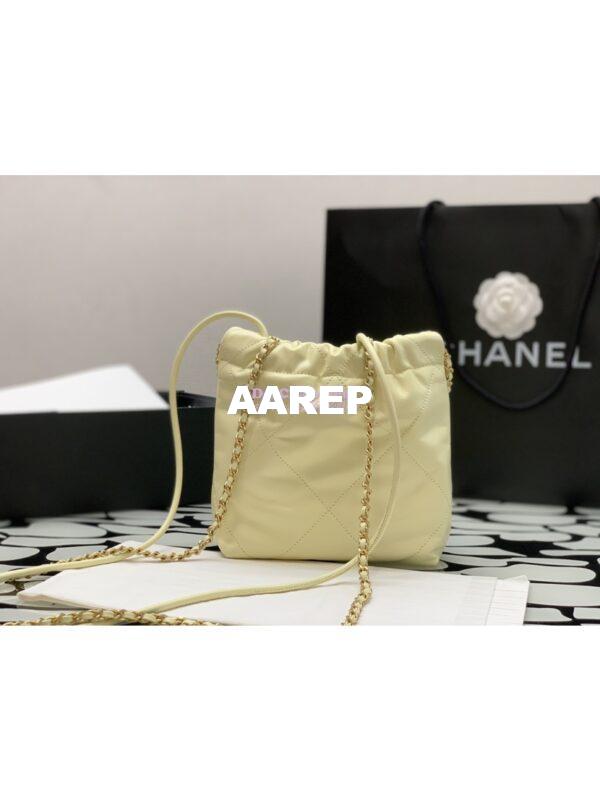 Replica Chanel Mini 22 Handbag Shiny Calfskin & Gold Metal AS3980 Light Yellow 9