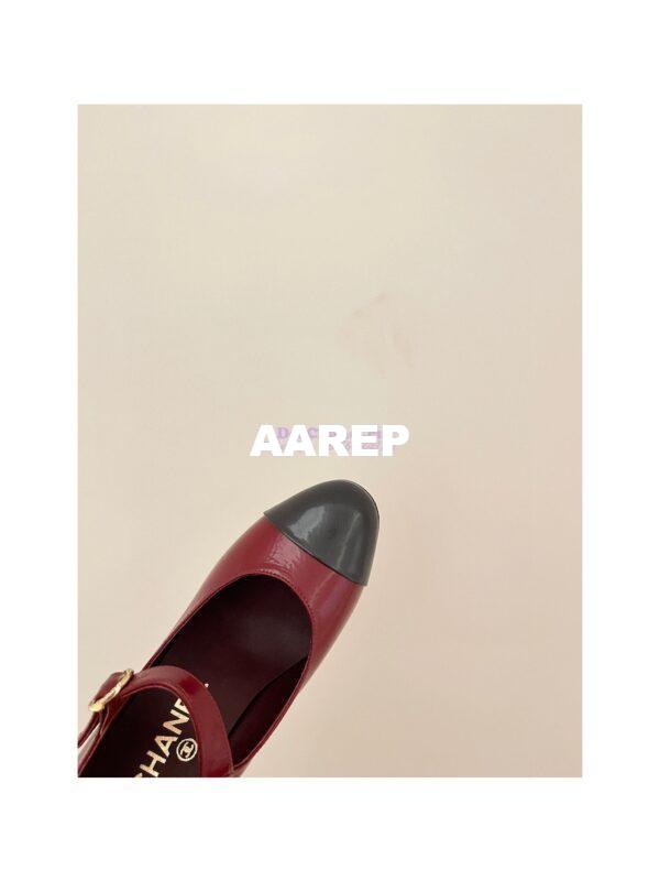 Replica Chanel Open Shoes Shiny Goatskin G39110 Burgundy & Dark Gray 9