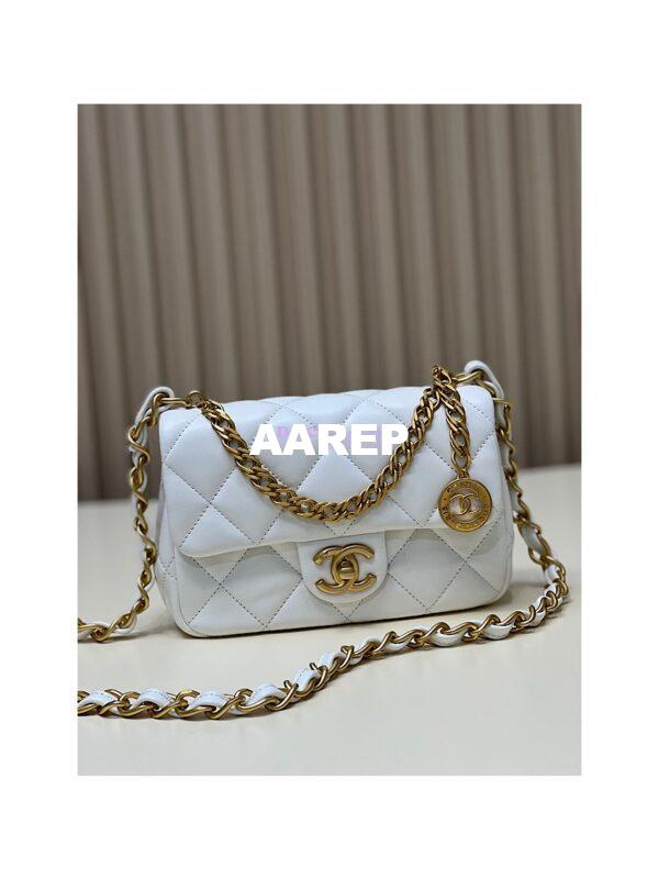 Replica Chanel 23SS Small Flap Bag in Lambskin AS4012 White