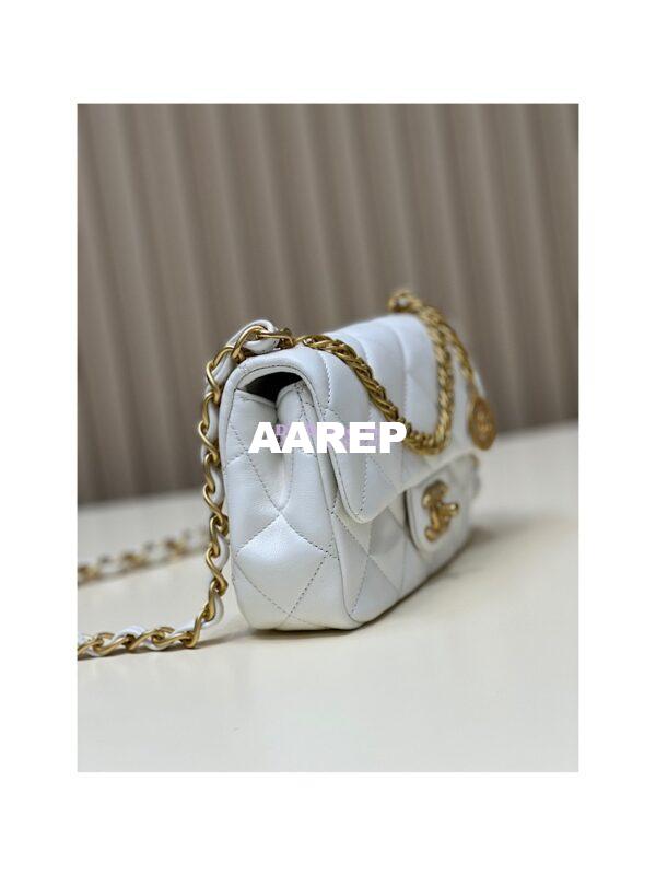 Replica Chanel 23SS Small Flap Bag in Lambskin AS4012 White 2