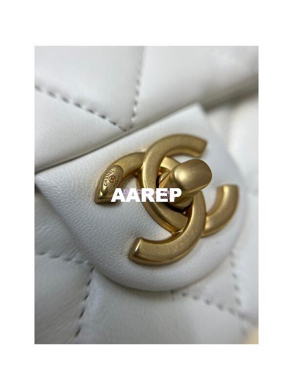Replica Chanel 23SS Small Flap Bag in Lambskin AS4012 White 3
