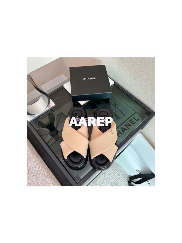 Replica Chanel 22SS Mules Lambskin G38864 Beige 3