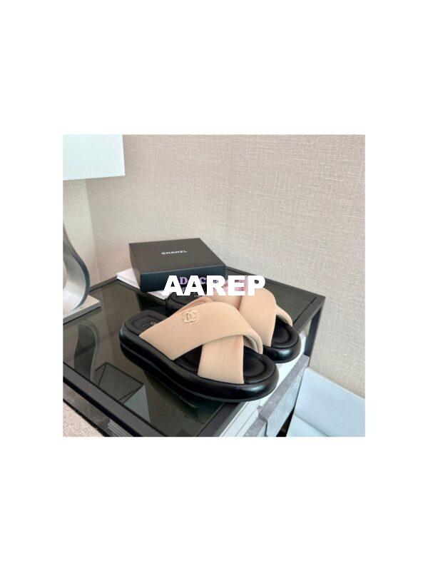 Replica Chanel 22SS Mules Lambskin G38864 Beige 4