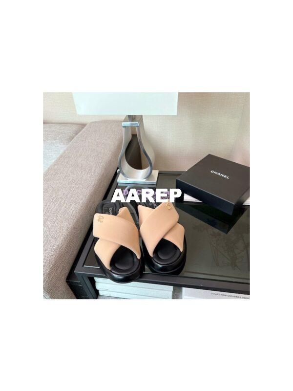 Replica Chanel 22SS Mules Lambskin G38864 Beige 5