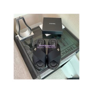 Replica Chanel 22SS Mules Lambskin and Fabric G38864 Black