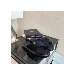 Replica Chanel 22SS Mules Lambskin and Fabric G38864 Black 2