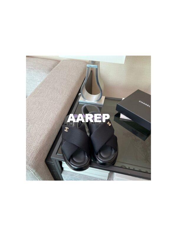 Replica Chanel 22SS Mules Lambskin and Fabric G38864 Black 5