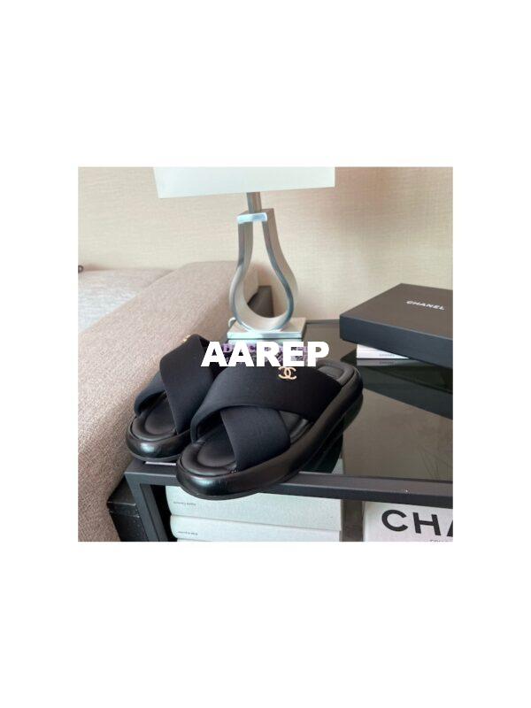 Replica Chanel 22SS Mules Lambskin and Fabric G38864 Black 7