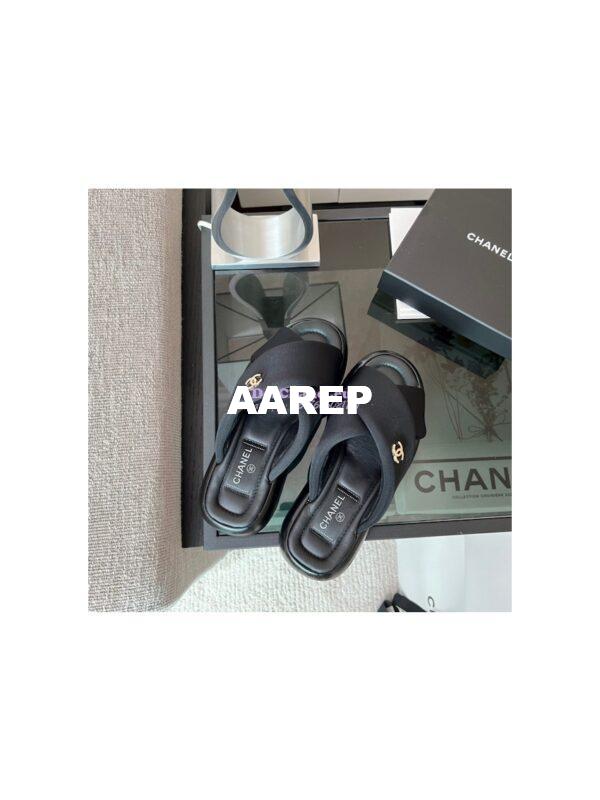 Replica Chanel 22SS Mules Lambskin and Fabric G38864 Black 8