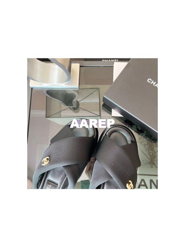 Replica Chanel 22SS Mules Lambskin and Fabric G38864 Black 10