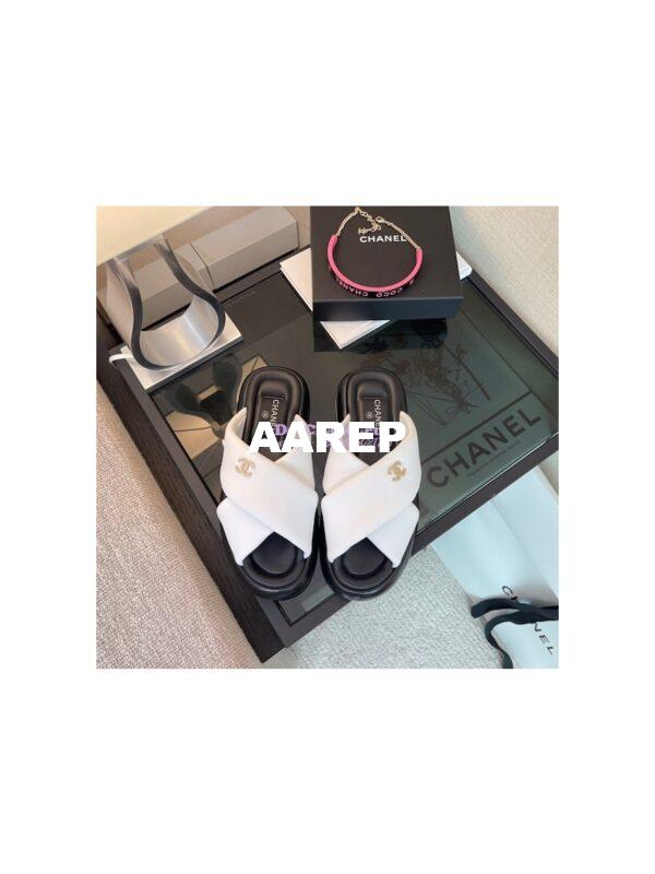 Replica Chanel 22SS Mules Lambskin G38864 White 3