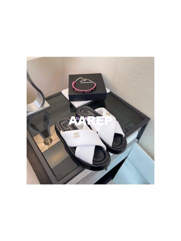 Replica Chanel 22SS Mules Lambskin G38864 White 4